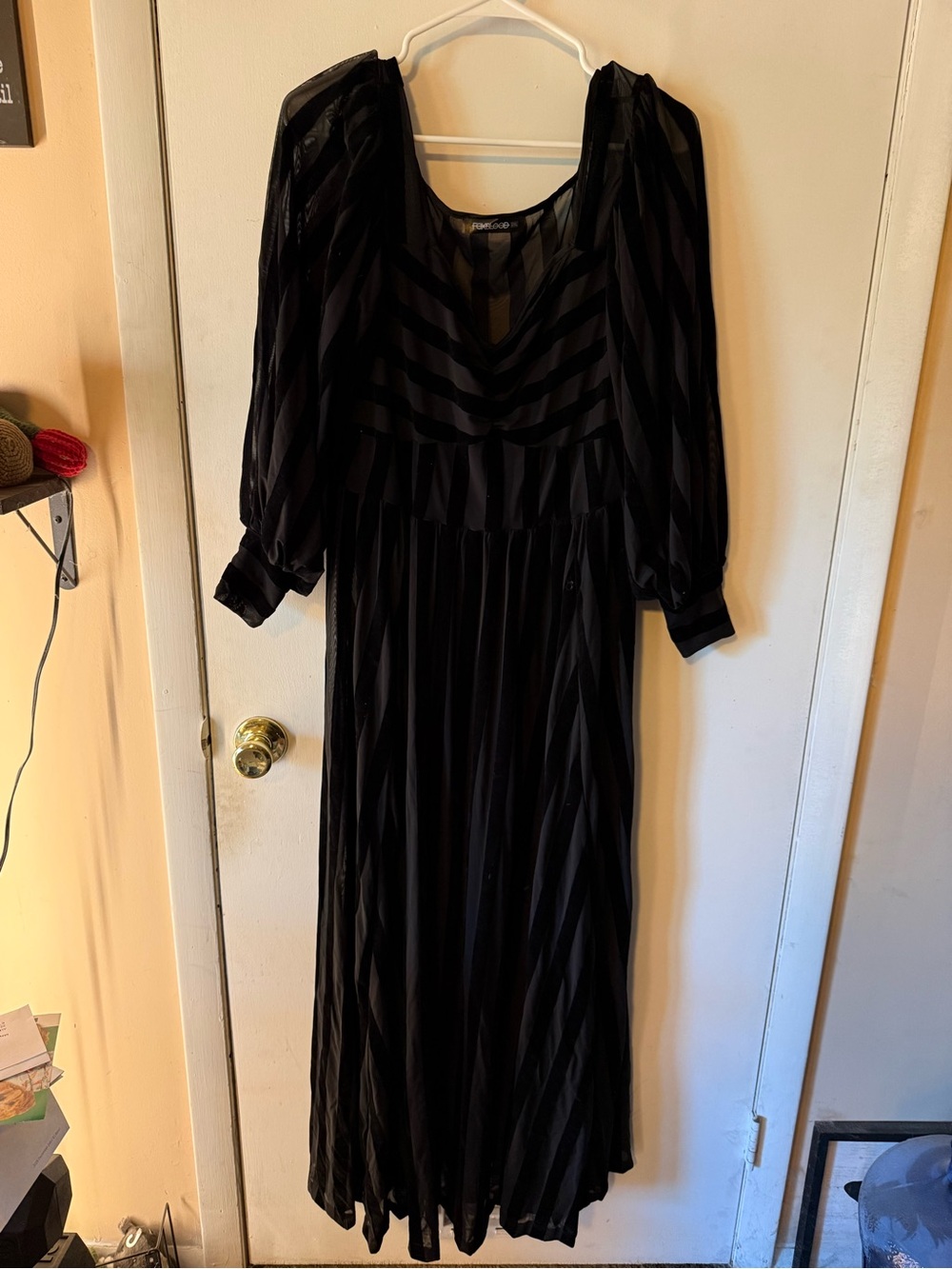 Foxblood Victorian mesh striped maxi dress